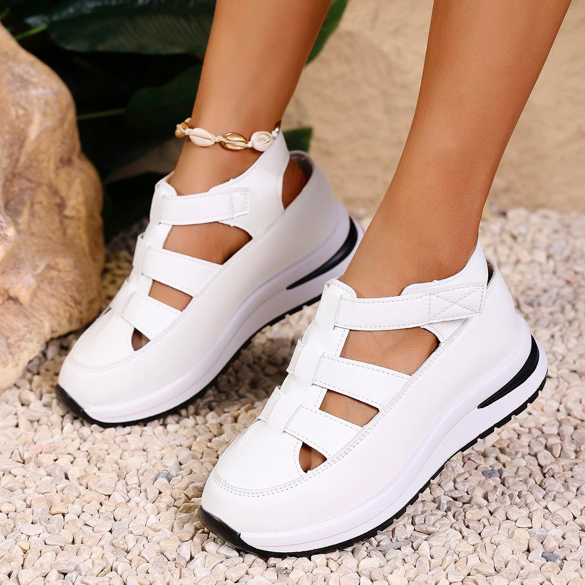 Women's Sandals Summer 2025 Shoes Platform Wedge High - heeled Gladiator Comfortable Casual New in Luxury White Round Toe on Offer - Kenner House Emporium