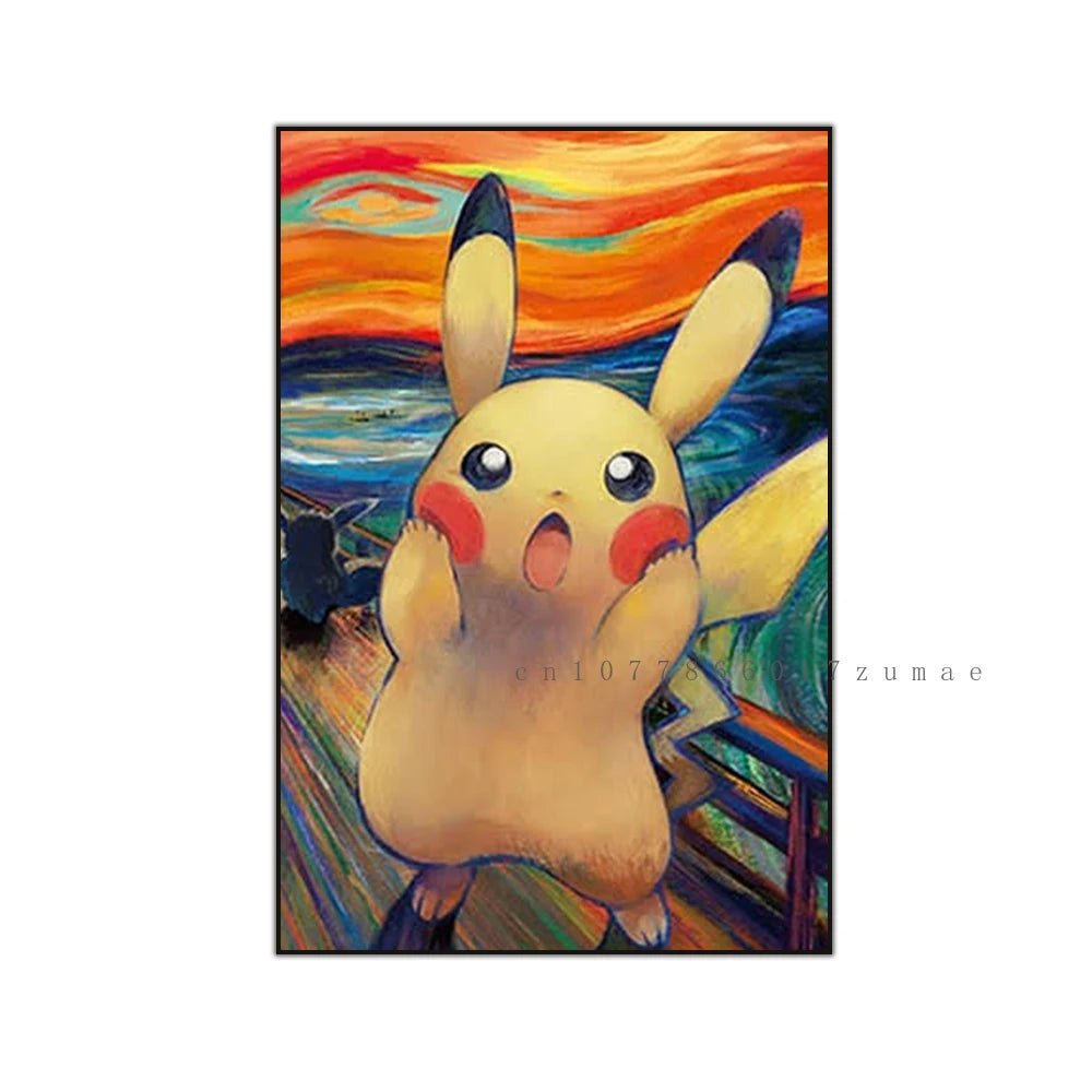 Pokmon Anime Character Pikachu Posters Van Gogh Museum Watercolor Canvas With HD Printed Wall art Pictures For Living Room Gifts - Kenner House Emporium