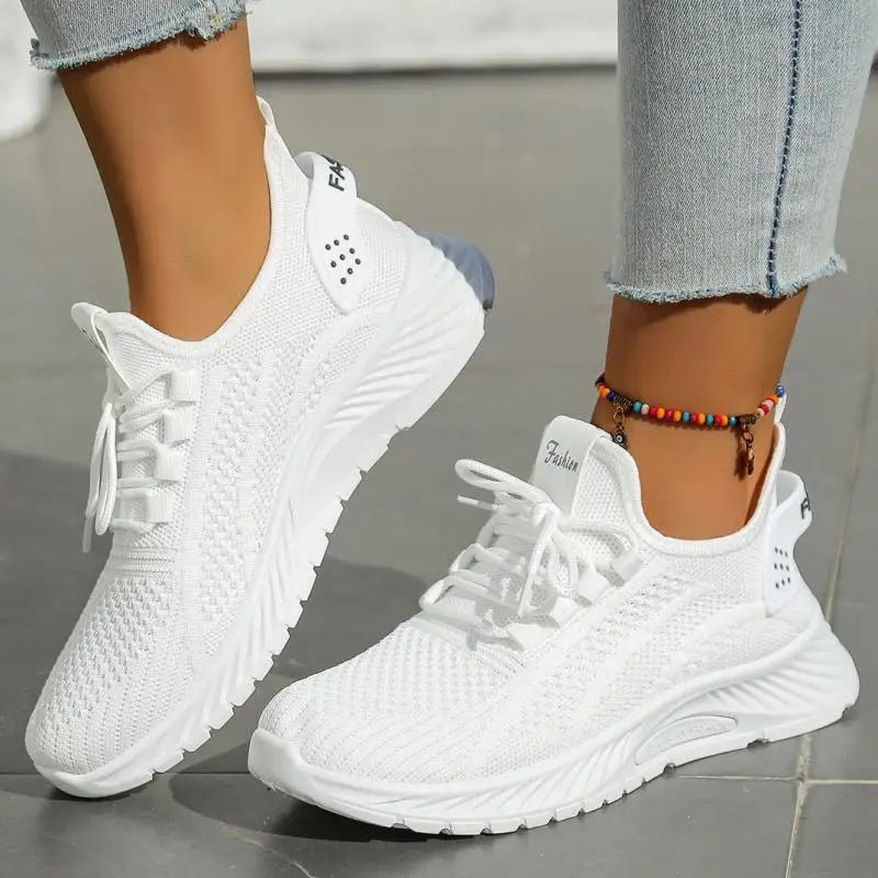 Spring Pink Sneakers Woman Shoes Casual Breathable Mesh Sneakers for Women Platform Slip - on Knitted Socks Sneakers Ladies - Kenner House Emporium