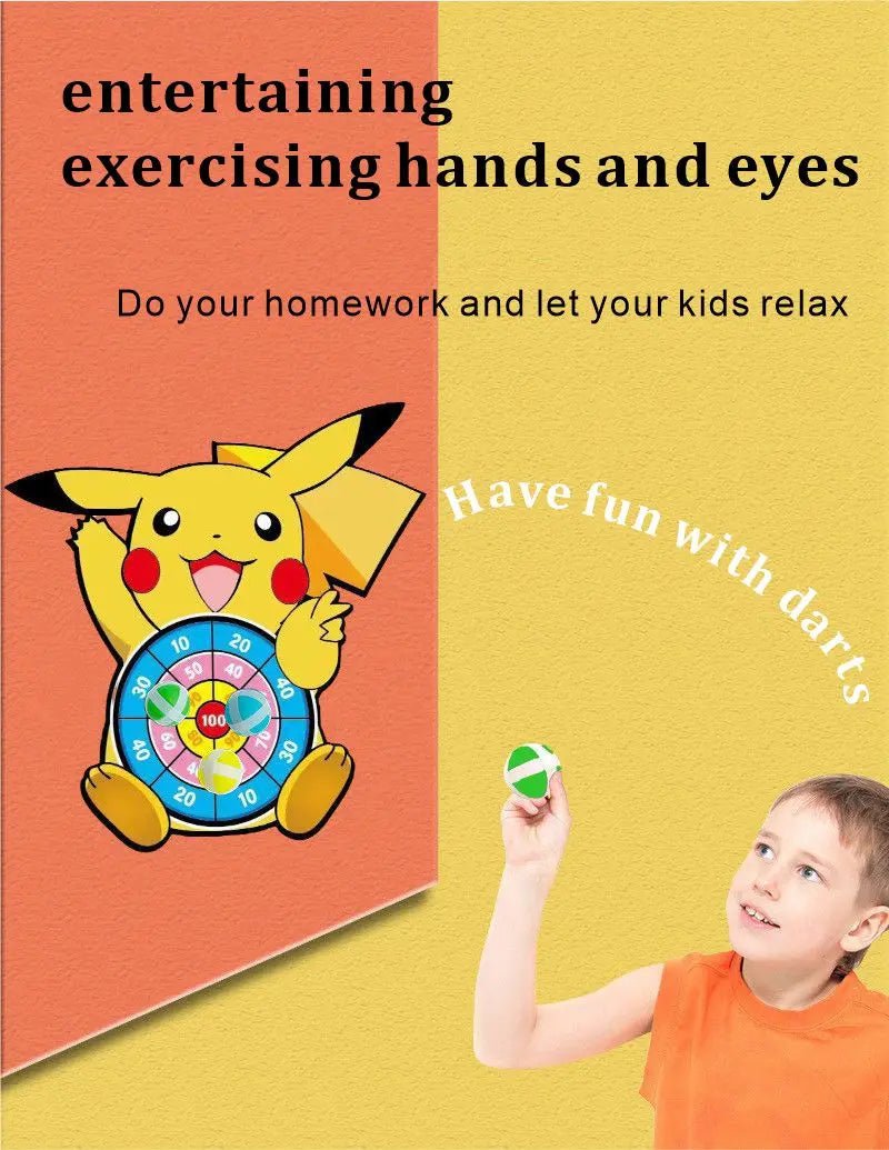 Pokemon Pikachu Squirtle Kids Cartoon Dart Board Sticky Ball Family Sports Game Party Interactive Educational Toy Birthday Gift - Kenner House Emporium