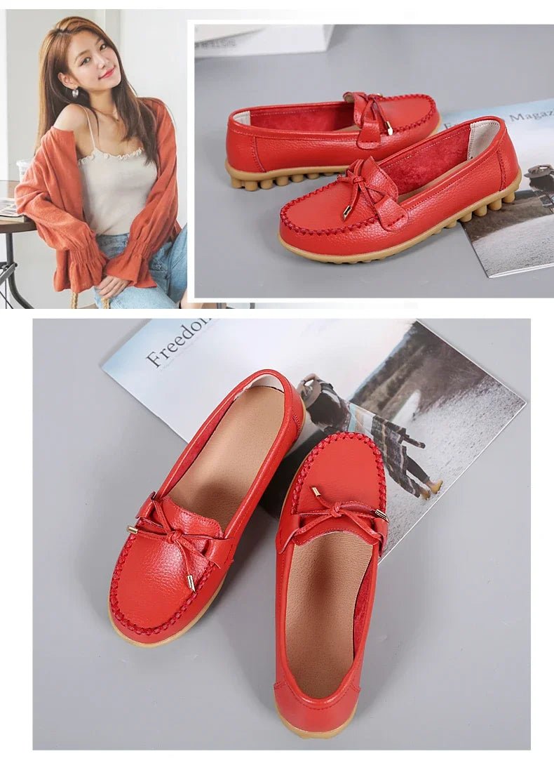 New Woman Flats Shoes Ballet Flat Sneakers Genuine Leather Spring Soft Moccasins Ladies Boat Ballerina Espadrilles Creepers - Kenner House Emporium