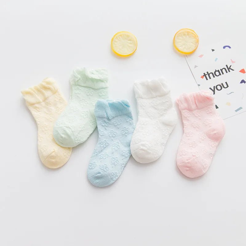 5 Pairs/lot 0 to 7 Years Spring Summer Thin Mesh Socks For Girls Boys Cute Animal Children's Thin Sock Baby Newborn Short Socks - Kenner House Emporium