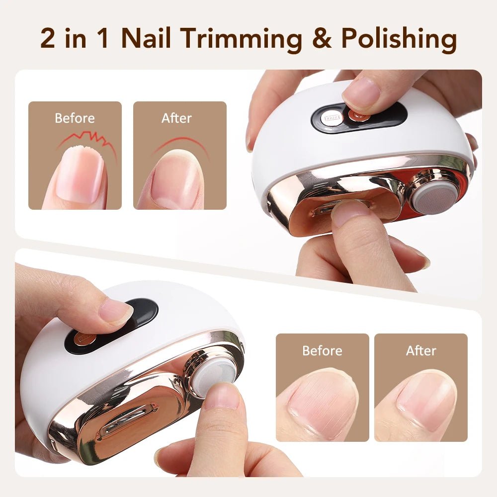 2 In 1 Electric Nail Clippers Manicure Anti - Splash Nail Trimmer For Baby Finger Toe Scissors Pedicure Thick Nails Cutter Tools - Kenner House Emporium