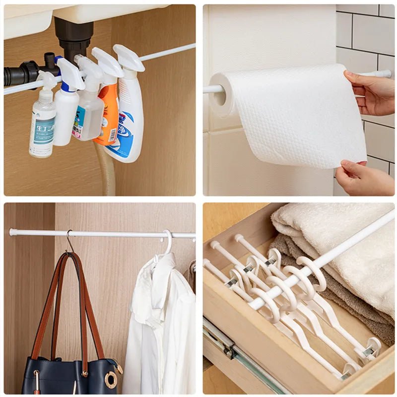 Adjustable Curtain Rod Without Drilling Metal Spring Loaded Bathroom Bar Shower Extendable Telescopic PolesHanging Rods 32 - 90cm - Kenner House Emporium