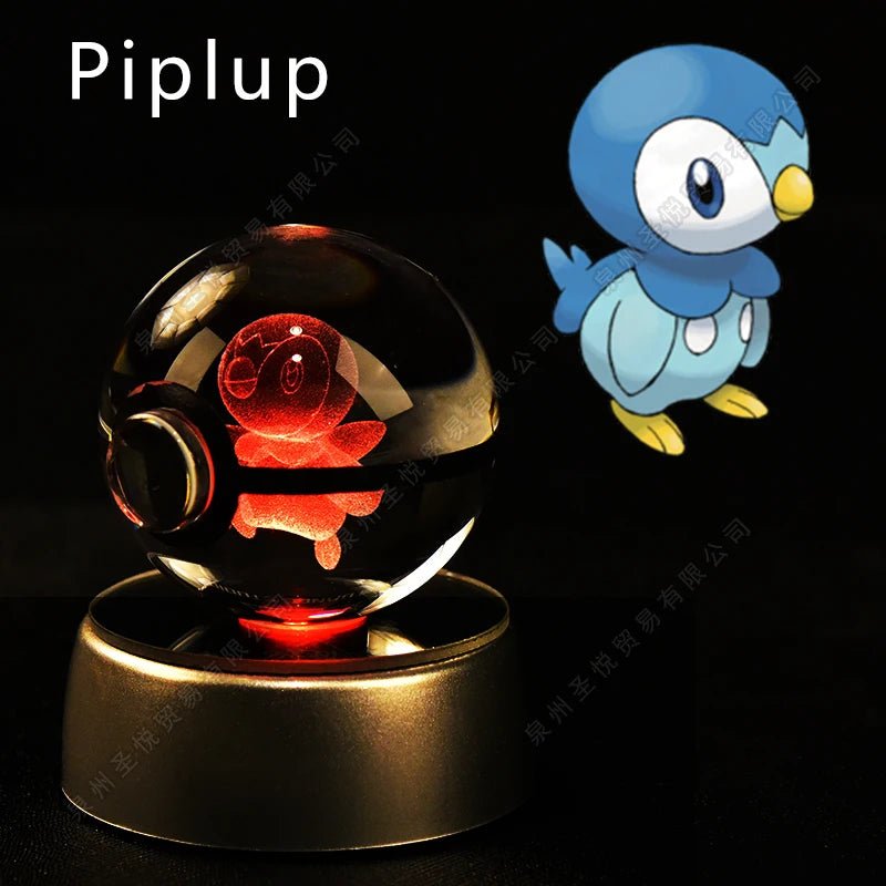 Pokemon Crystal Ball 3D Pikachu Gengar Mewtwo Night Light Lamp Pokeball 3D Glass Pokemon Crystal Ball Statue Kids Birthday Gift - Kenner House Emporium