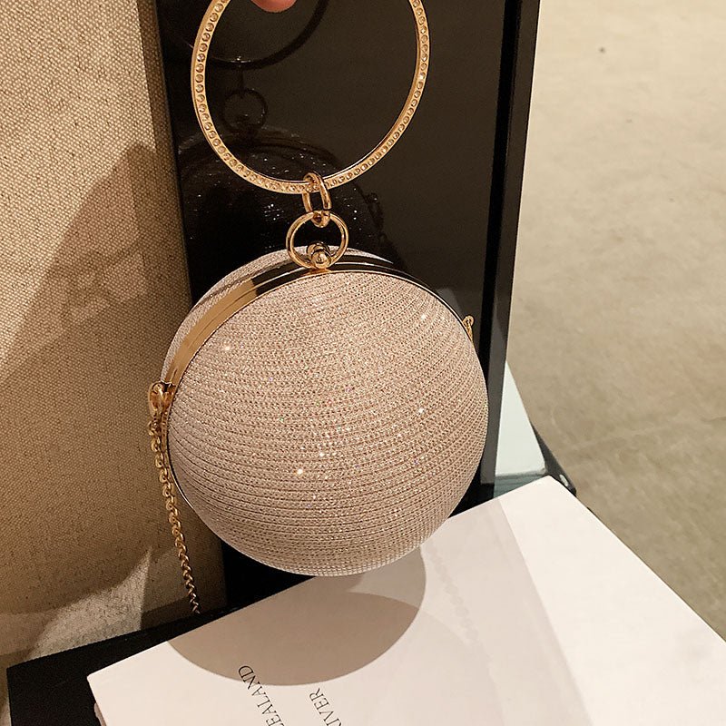 Light Luxury Spherical Bag Fashionable Versatile Round Ball Handbag, Shiny Evening Clutch, Women'S Classic Party Tote for Carnival Music Festival - Kenner House Emporium