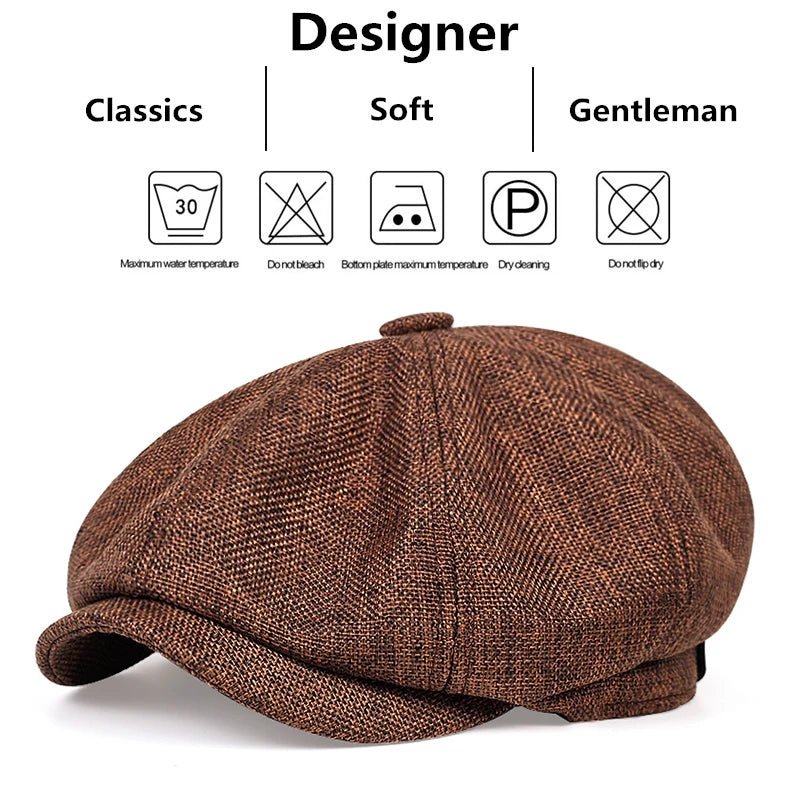 Men Casual Newsboy Hat Spring Autumn Retro Beret Hats Wild Casual Hats Unisex Wild Octagonal Cap for Men Street Caps Gorras - Kenner House Emporium