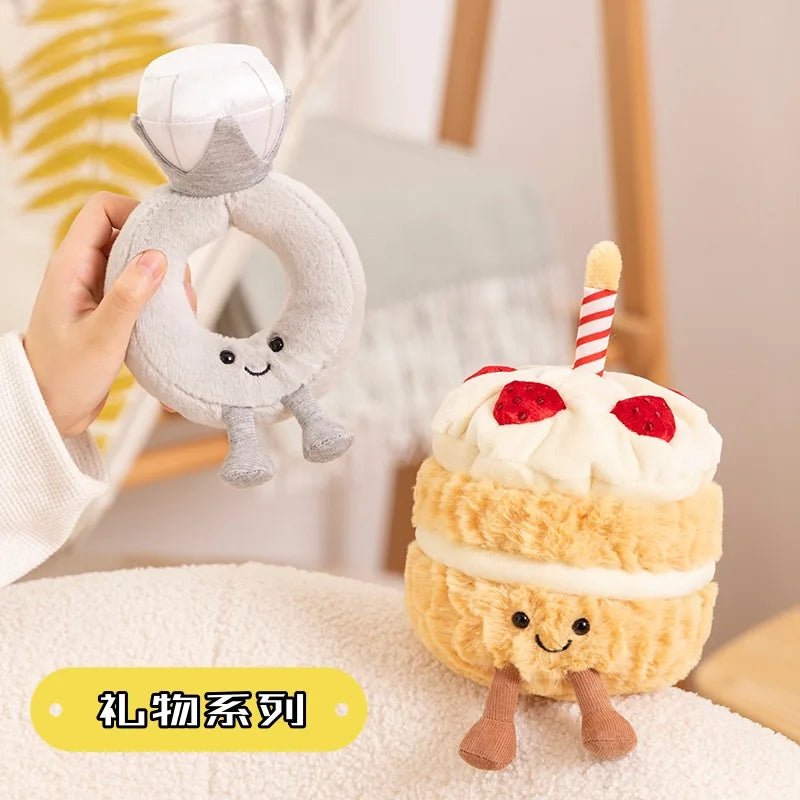 Cute JC Cartoon Cake Plush toys soft soft Doll Stuffed PP Cotton Desktop Ornament Decor Girl Collectible Birthday Surprise Gift - Kenner House Emporium