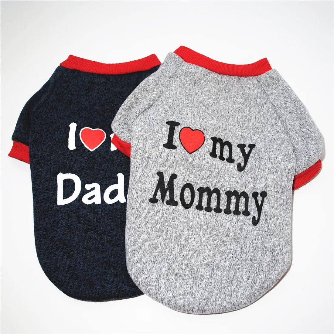 Small Dog Clothes Cute Puppy Cat Clothing Cotton T-shirt Chihuahua Pug Clothes Vest Spring Autumn Pet Costume I Love Daddy Mommy - Kenner House Emporium