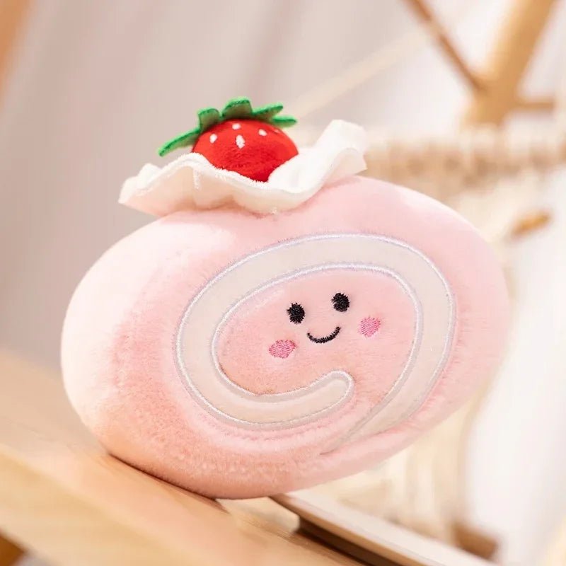 Stuffed Cake Plushie Strawberry Swiss Roll Plush Toys Cute Face Cream Snack Party Decor Party Gift Toys For Kids Birthday - Kenner House Emporium