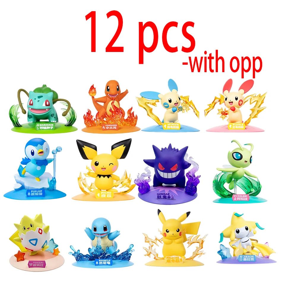 12 Pok é mon Action Dolls Pikachu Blind Box Anime Models Desktop Decorations Pok é mon Toys Children's Birthday Gifts - Kenner House Emporium