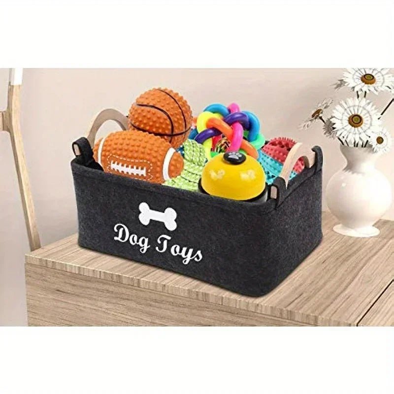 Felt pet toy box, dog toy box, storage basket box - perfect for organizing pets - Kenner House Emporium