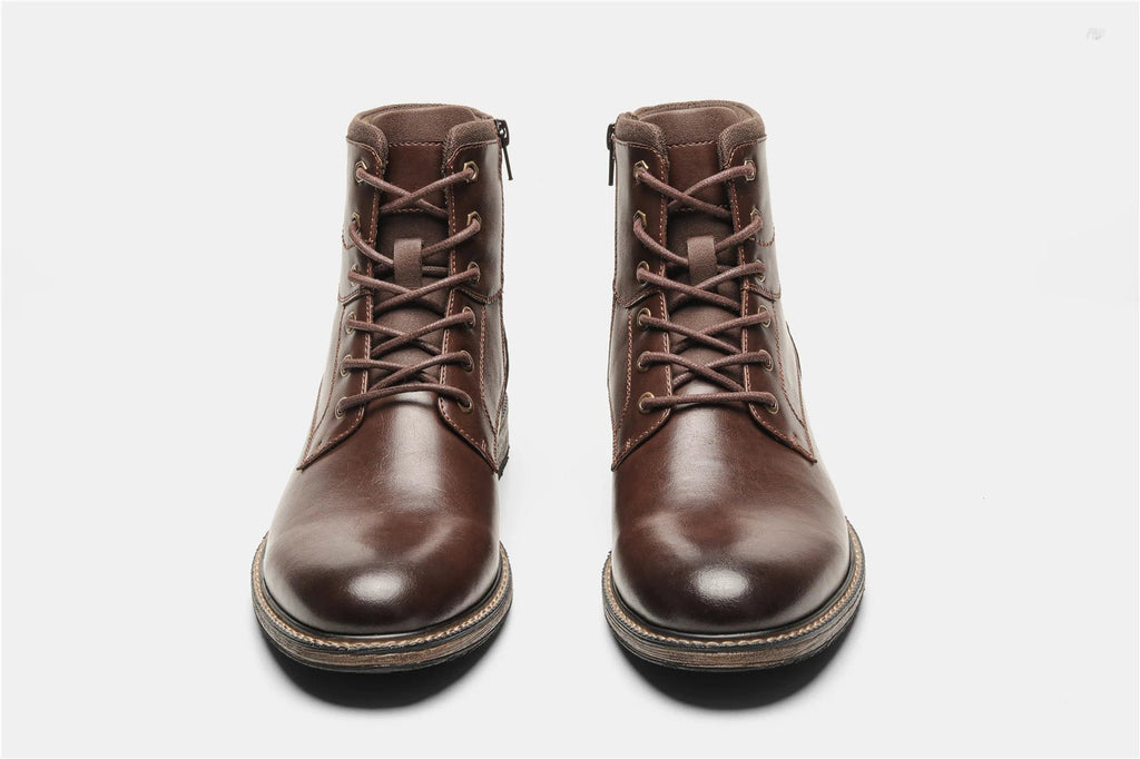 Dark Brown Men boots Spring British Style Leather Boots Retro Men Ankle Boots - Kenner House Emporium