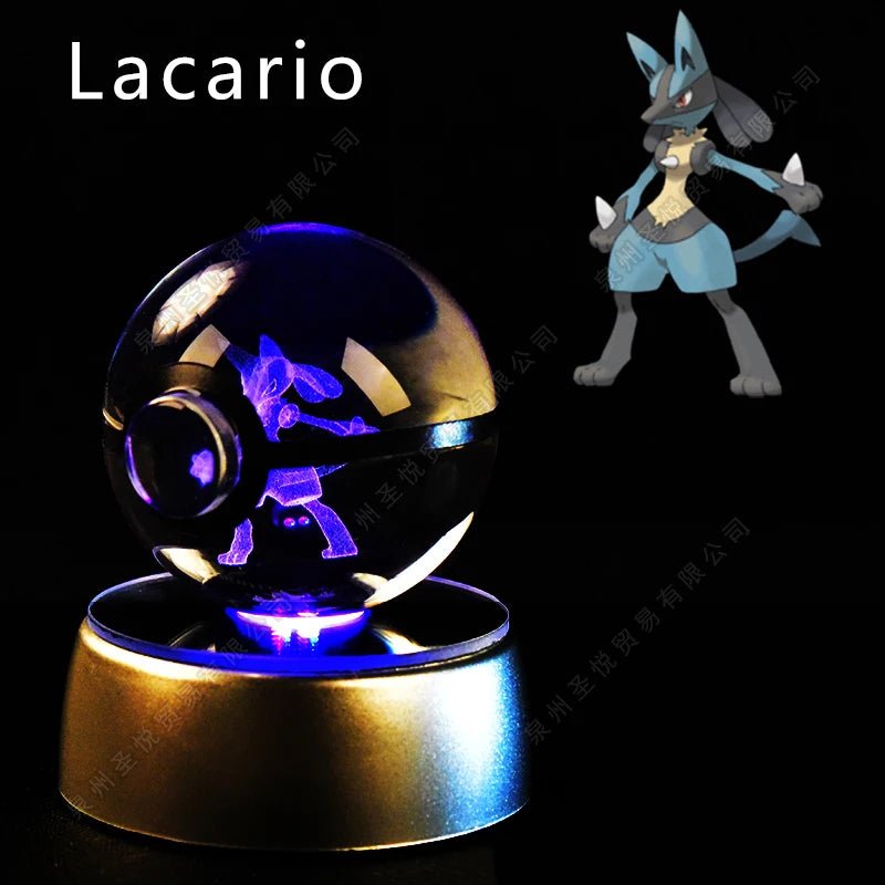 Pokemon Crystal Ball 3D Pikachu Gengar Mewtwo Night Light Lamp Pokeball 3D Glass Pokemon Crystal Ball Statue Kids Birthday Gift - Kenner House Emporium