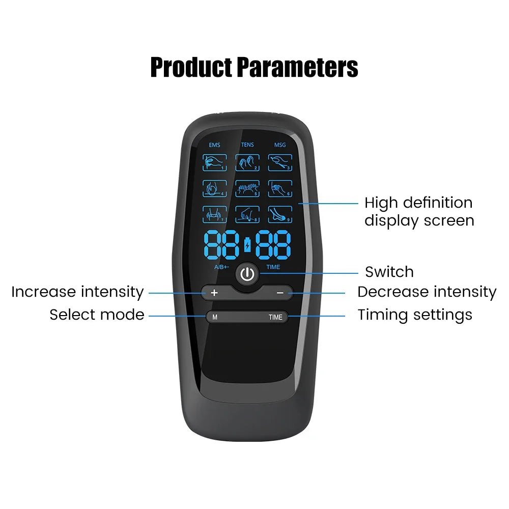Electric 9 Modes Digital Therapy Muscle Stimulator Physiotherapy Microcurrent Tens electrostimulator EMS Pulse Body Massager - Kenner House Emporium