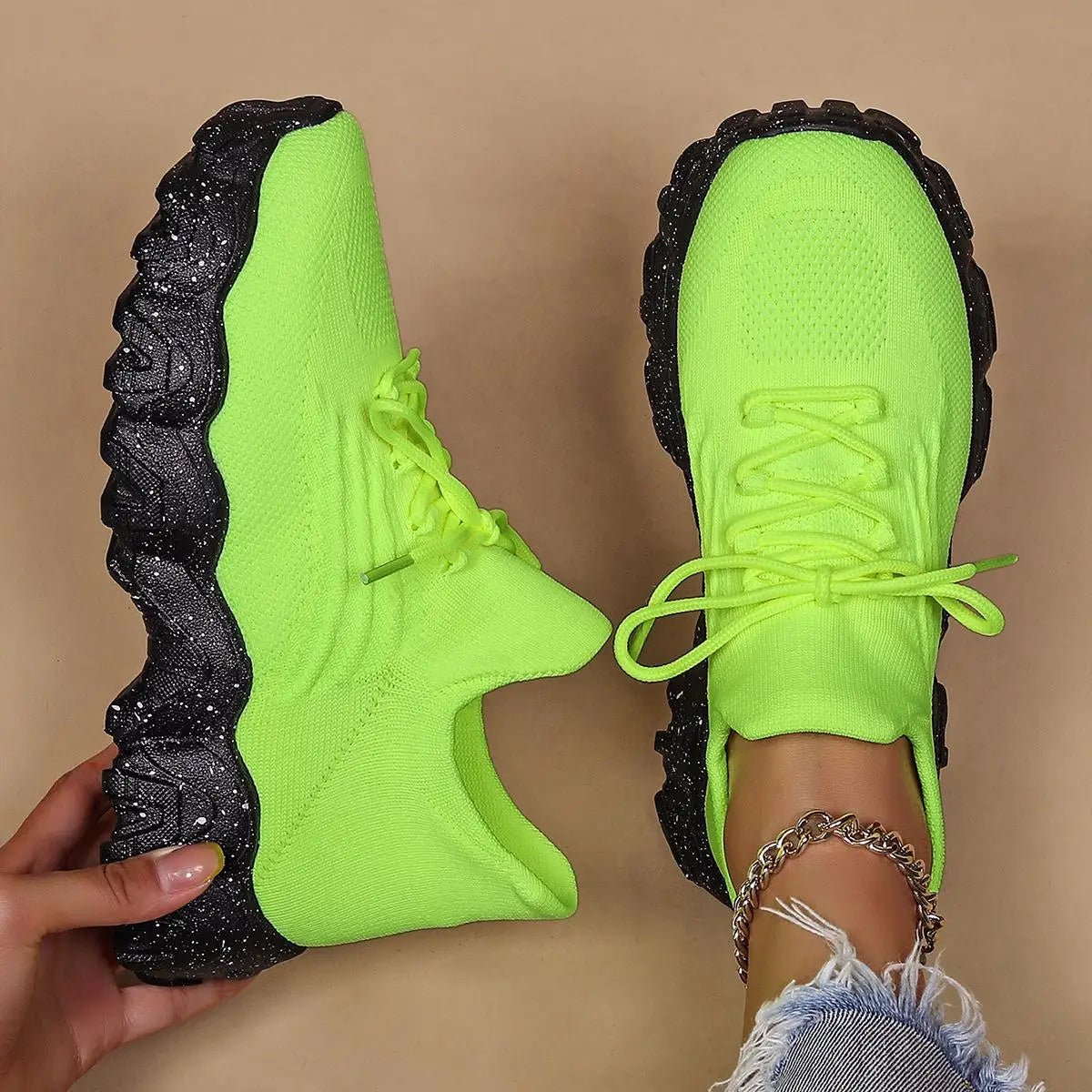 Spring Pink Sneakers Woman Shoes Casual Breathable Mesh Sneakers for Women Platform Slip - on Knitted Socks Sneakers Ladies - Kenner House Emporium