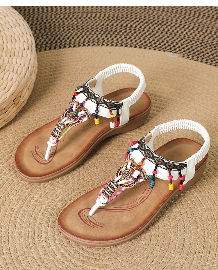 Women's Sandals Women Low Heels Flat Sandals Summer 2025 Bead String Flip Flops Woman Shoes Summer Footwear Sandalias De Mujer - Kenner House Emporium