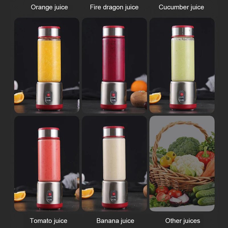 Multifunction Juicers Portable Electric Blender USB Rechargeable Electric Mixer Fruit Orange Milkshake Juice Maker Machine 450M - Kenner House Emporium