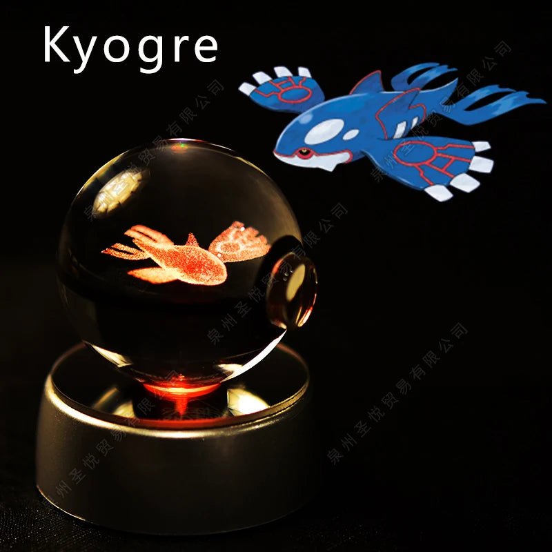 Pokemon Crystal Ball 3D Pikachu Gengar Mewtwo Night Light Lamp Pokeball 3D Glass Pokemon Crystal Ball Statue Kids Birthday Gift - Kenner House Emporium