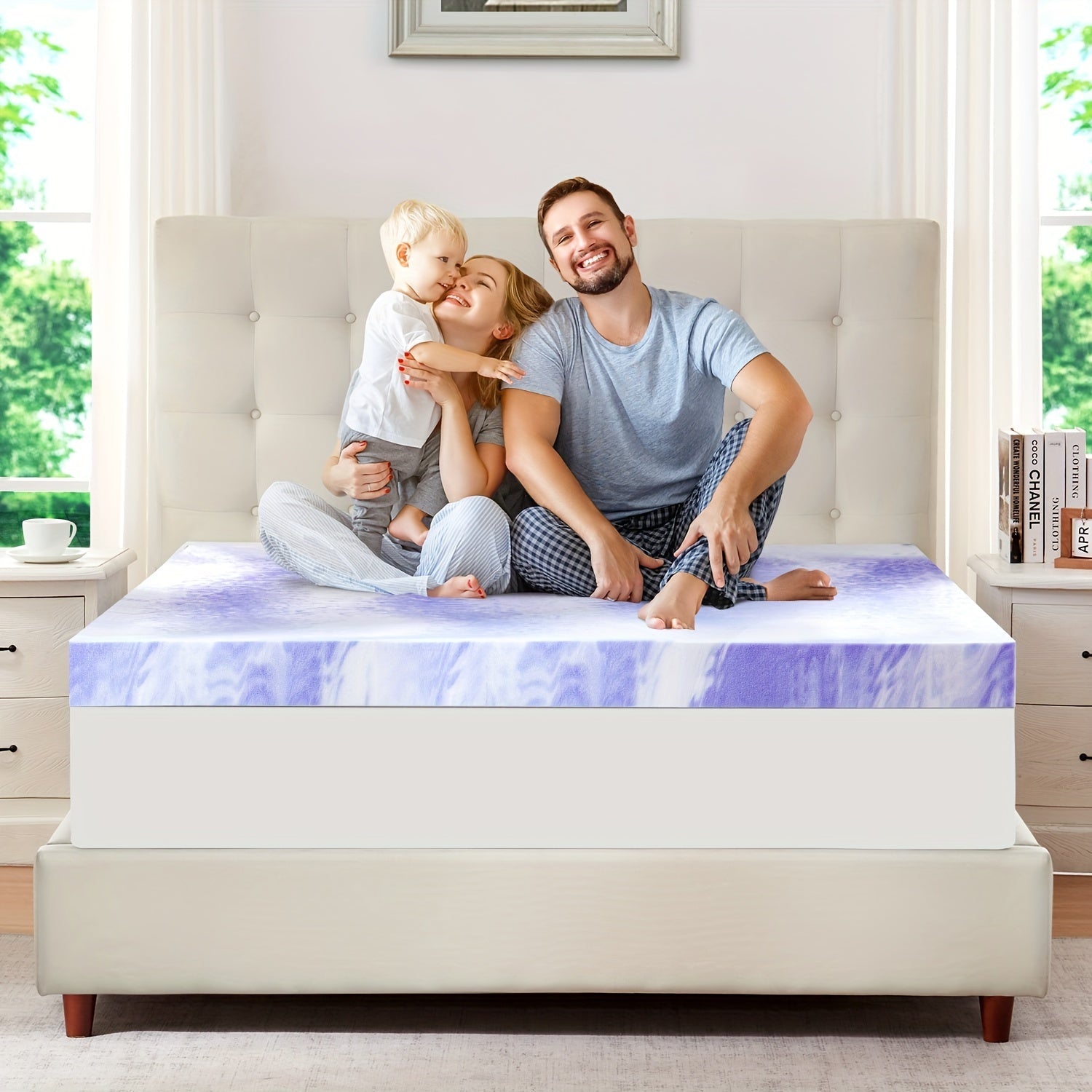 CoolGel Ventilated Memory Foam Queen Mattress Topper - Intense Cooling, Pressure - Relieving Swirl Foam for Orthopedic Back Pain Support, Premium CertiPUR - US Certified - Kenner House Emporium