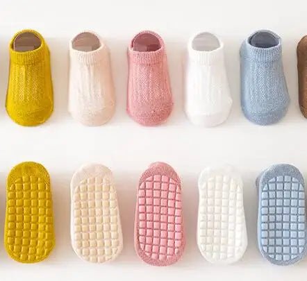 5 pairs Spring Summer Newborn Baby Socks Solid Color Infant Baby Floor Socks Soft Cotton Anti - slip Boat Socks For Girls Boys 0 - 5 - Kenner House Emporium