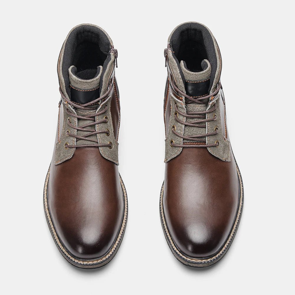 Dark Brown Men boots Spring British Style Leather Boots Retro Men Ankle Boots - Kenner House Emporium