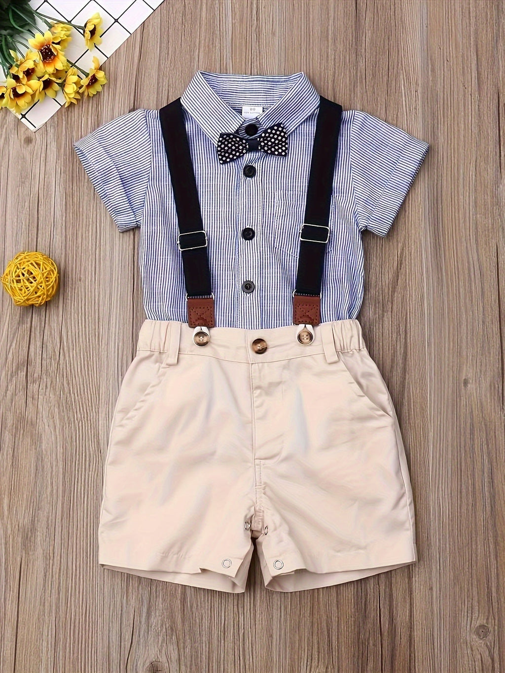 Newborn Kids Baby Boys Gentleman Outfits Suit Casual Tops Shorts Clothes Set, for Outdoor - Kenner House Emporium