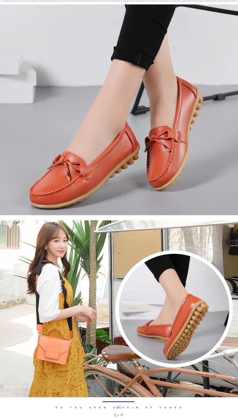 New Woman Flats Shoes Ballet Flat Sneakers Genuine Leather Spring Soft Moccasins Ladies Boat Ballerina Espadrilles Creepers - Kenner House Emporium