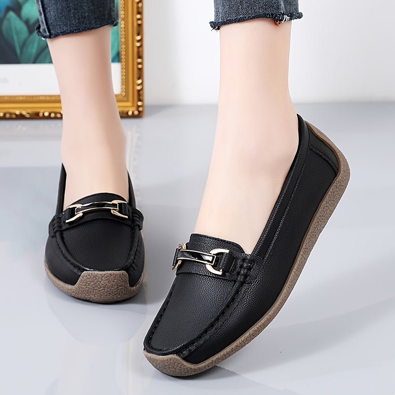 Women'S Slip - On Loafers - Soft, Non - Slip TPR Sole, Lightweight, Durable, Black Faux Cover Flats for Casual Wear, Ladies Shoes - Kenner House Emporium