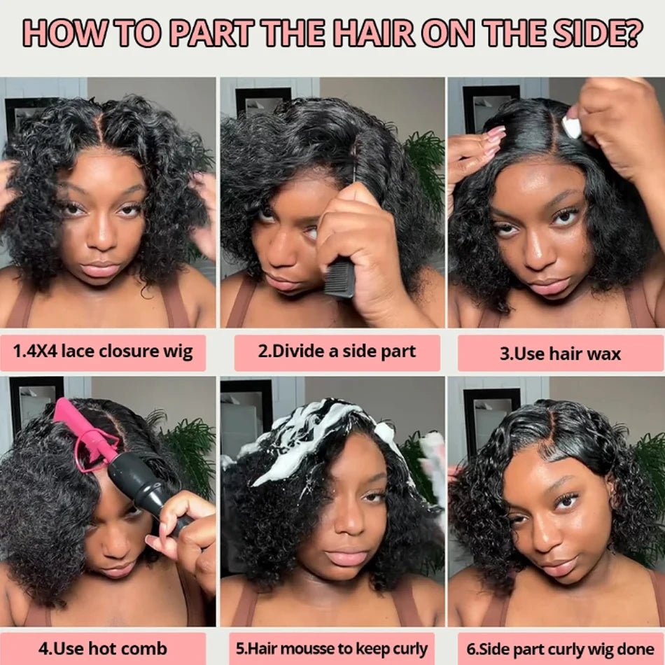 250 Density Wear And Go Water Wave Bob Glueless Wet And Wavy HD Lace Frontal Pre Cut Human Wigs Brazilian Virgin Cheveux Humain - Kenner House Emporium