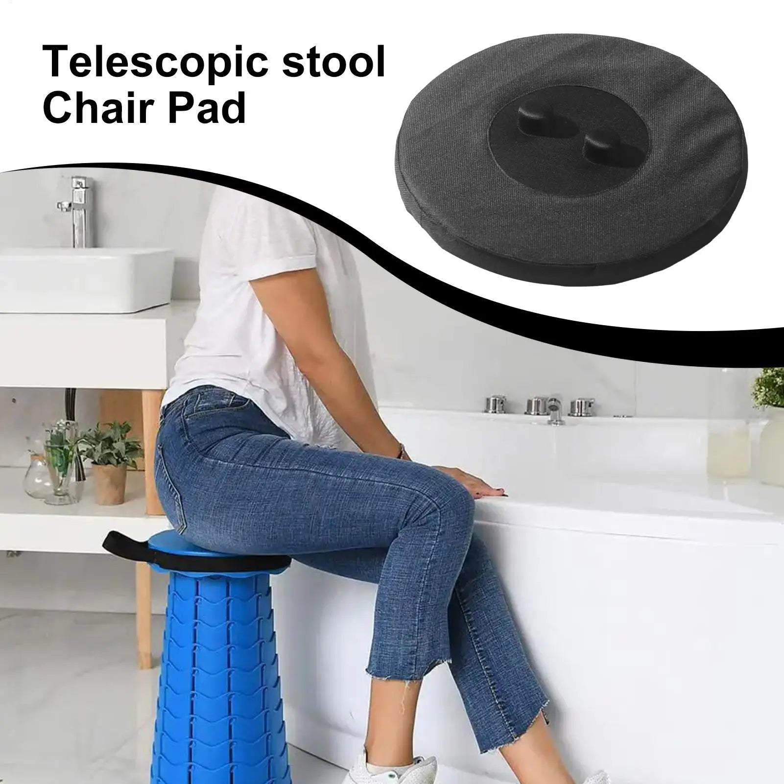 Telescopic Stool Cushion, Round Thickened Folding Seat Cushion comfortable with Memory Foam Non - slip for Camping Stool 2 Pack - Kenner House Emporium