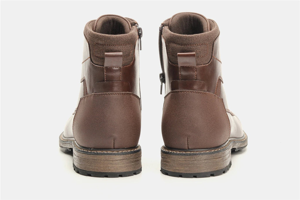 Dark Brown Men boots Spring British Style Leather Boots Retro Men Ankle Boots - Kenner House Emporium