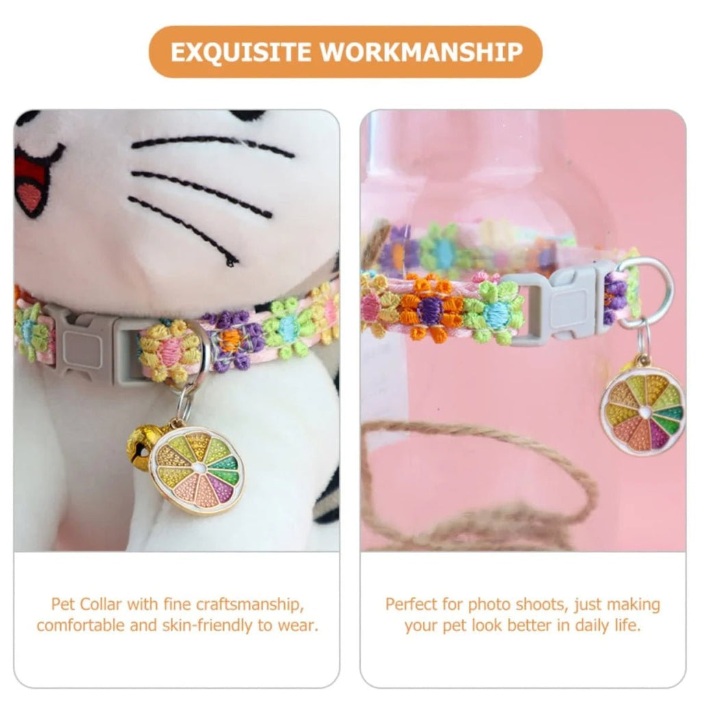 Pet Collar With Bell Cartoon Footprint Colorful Dog Puppy Kitten Collar Adjustable Safety Bell Ring Necklace Pet Accessories - Kenner House Emporium