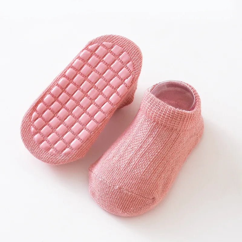 5 pairs Spring Summer Newborn Baby Socks Solid Color Infant Baby Floor Socks Soft Cotton Anti - slip Boat Socks For Girls Boys 0 - 5 - Kenner House Emporium
