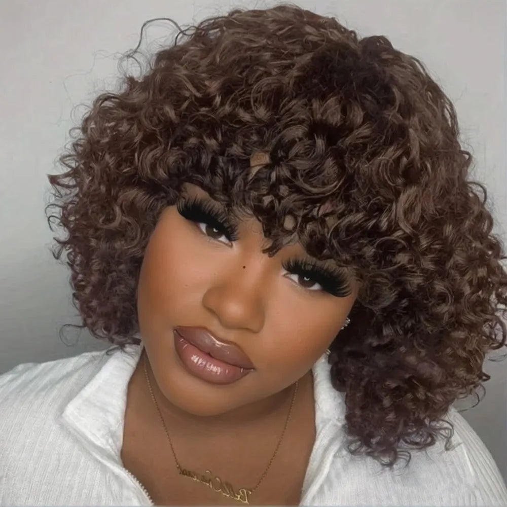 150% Density Human Hair Wig Machine Made Human Hair Wigs For Women 10inch Bob Curly Human Hair Wigs Short Human Hair Wigs - Kenner House Emporium