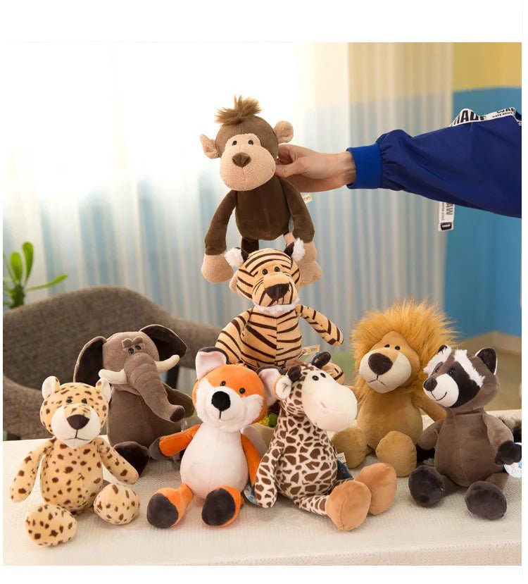 Stuffed Plush Animals Toys Soft Dolls Jungle Lion Elephant Tiger Dog Fox Monkey Deer Children Gift Kawaii Baby Kids Hobbie Toys - Kenner House Emporium