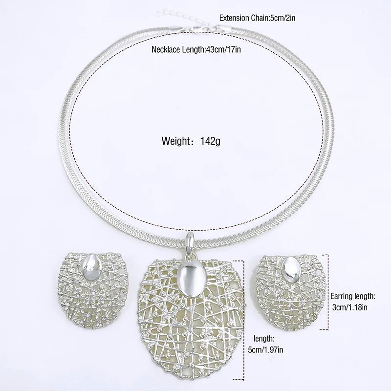 Gold Color Necklace Earrings Set For Women Unique Choker Pendant Earrings 3Pcs Set Jewelry Quality Accessories - Kenner House Emporium