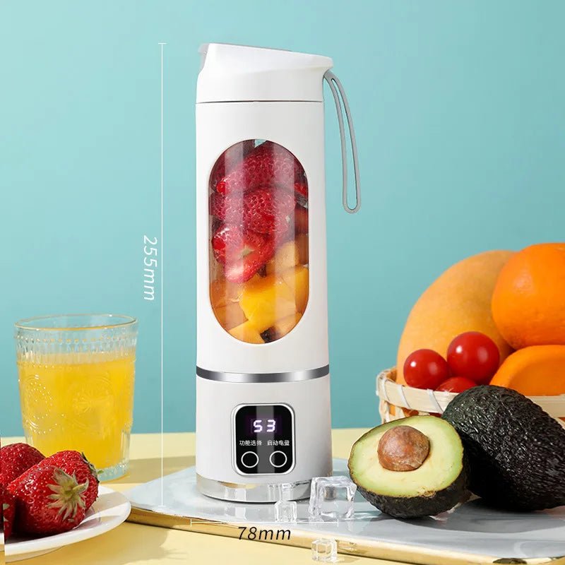 2025 Mini Electric Juicer with Powerful Motor 450ML Large Capacity Digital Display Crushed Ice Household Charging Juice Cup - Kenner House Emporium