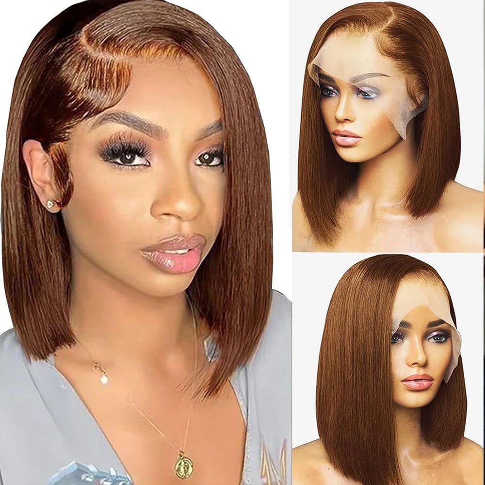 Bob Wig Human Hair 13x4 Hd Lace Front Human Hair Wigs For Black Women Glueless Lace Front Wigs Pre Plucked Pre Cut Straight Bob - Kenner House Emporium