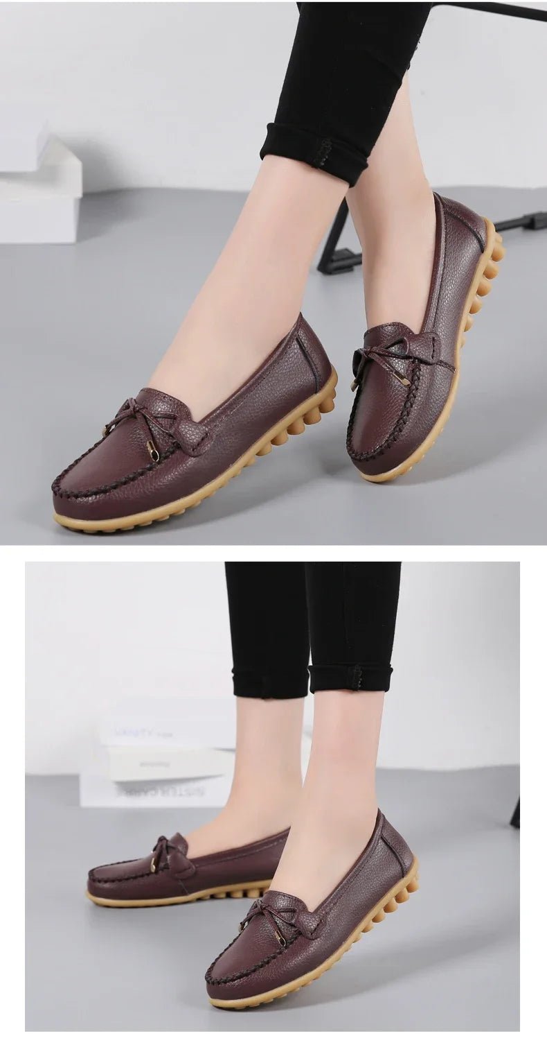 New Woman Flats Shoes Ballet Flat Sneakers Genuine Leather Spring Soft Moccasins Ladies Boat Ballerina Espadrilles Creepers - Kenner House Emporium