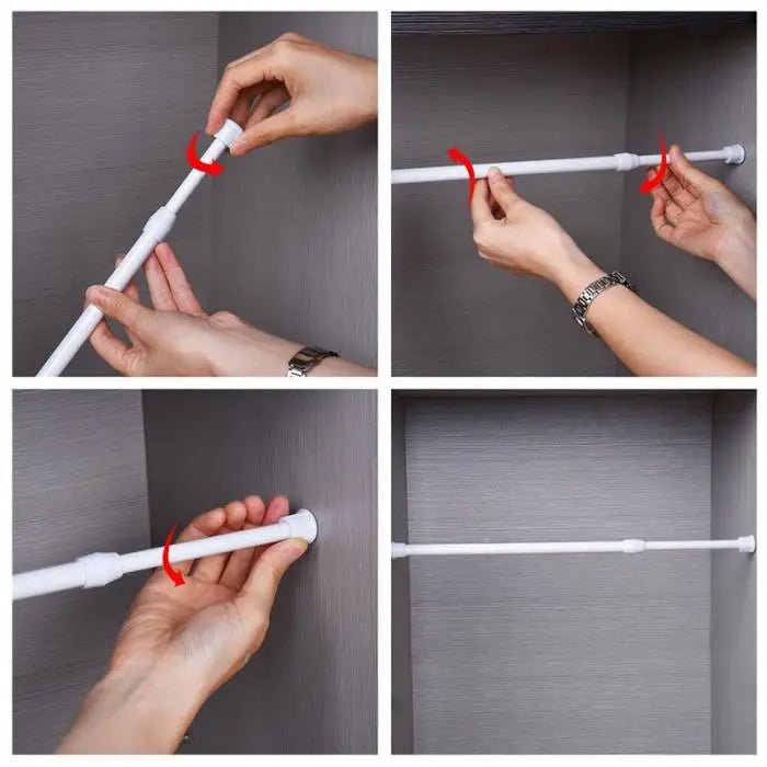 Adjustable Curtain Rod Without Drilling Metal Spring Loaded Bathroom Bar Shower Extendable Telescopic PolesHanging Rods 32 - 90cm - Kenner House Emporium