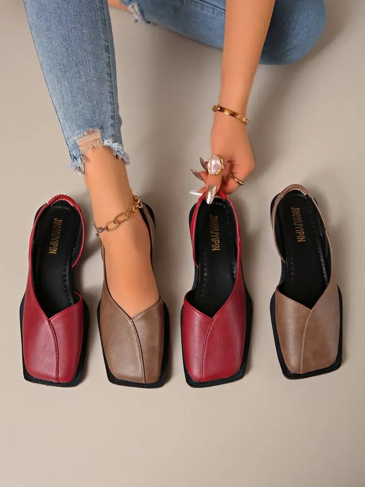 2026 Women Sandals Summer New Rear Hollow Shallow Square Head Low Heel Shoes Fashionab Comfortable Sandals - Kenner House Emporium