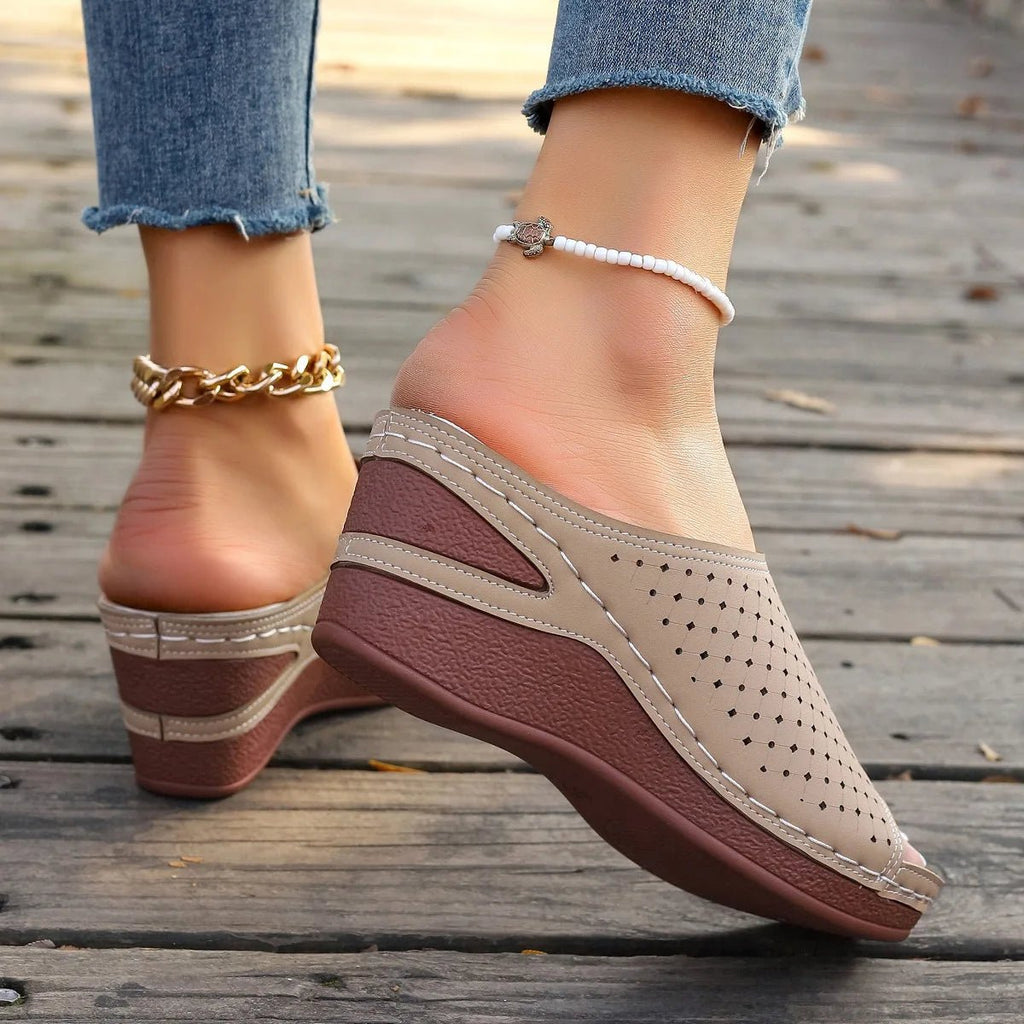 Sandals For Women 2025 Summer Dressy Women Shoes Thick Soled Wedge Sandals Fashionable One Foot Bohemian Beach Sandales Femmes - Kenner House Emporium