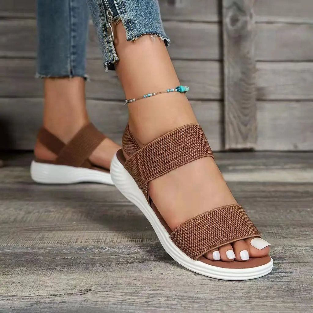 Sandals Elegant Low Heel Women's Orthopedic Shoes Women's Open Toe 2023 Solid Color New Large 25 - 45 Flat Thick Heel Casual Shoes - Kenner House Emporium