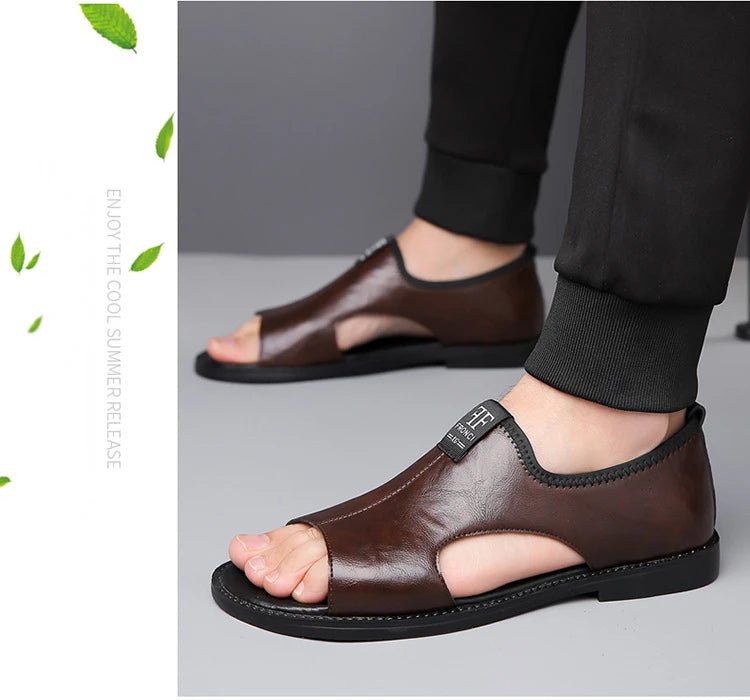 Sandals for Men Brand Casual Shoes Outdoor Fashion Men's Slippers Comfortable Beach Shoes High Quality Leather Men Flat Sandals - Kenner House Emporium