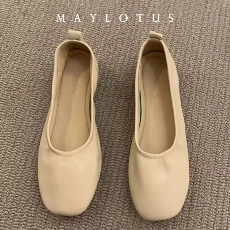 2026 Women Shoes Brand Designer Ballet Flats Woman Round Toe Japanned Leather Flats Vintage Narrow Band Loafers - Kenner House Emporium