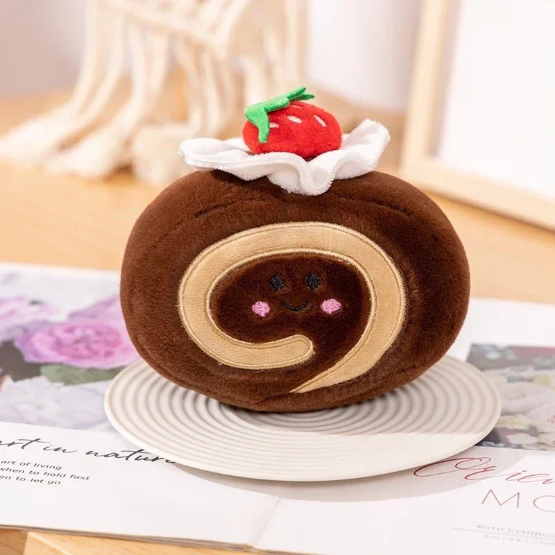 Stuffed Cake Plushie Strawberry Swiss Roll Plush Toys Cute Face Cream Snack Party Decor Party Gift Toys For Kids Birthday - Kenner House Emporium