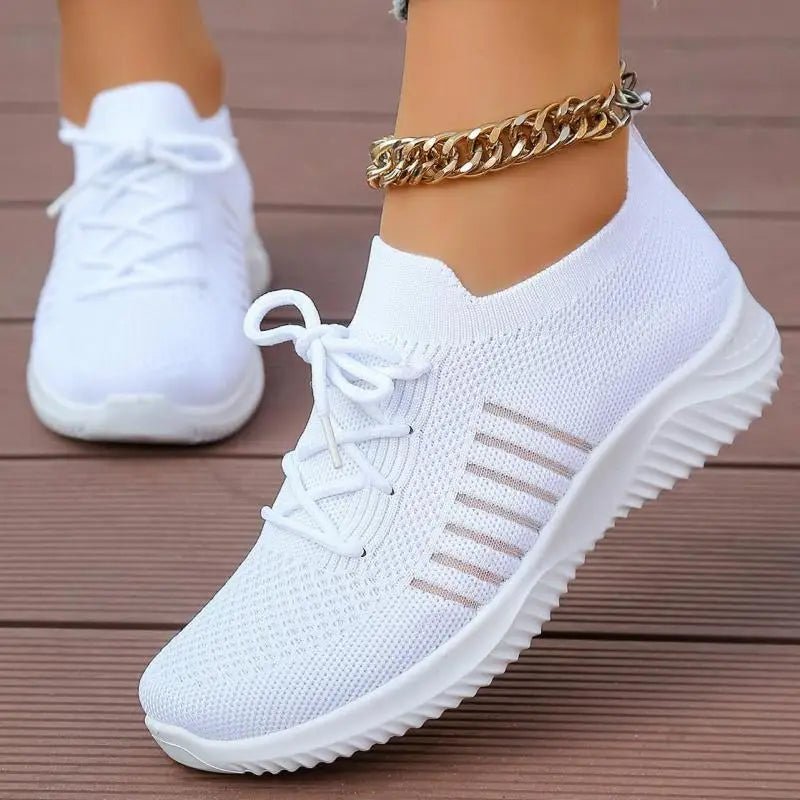 Spring Pink Sneakers Woman Shoes Casual Breathable Mesh Sneakers for Women Platform Slip - on Knitted Socks Sneakers Ladies - Kenner House Emporium