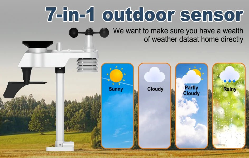 WiFi Weather Station 14 - in - 1 Wireless with Color Display Real - Time Sync to Weather Underground 100m Range Smart Home Sensor - Kenner House Emporium
