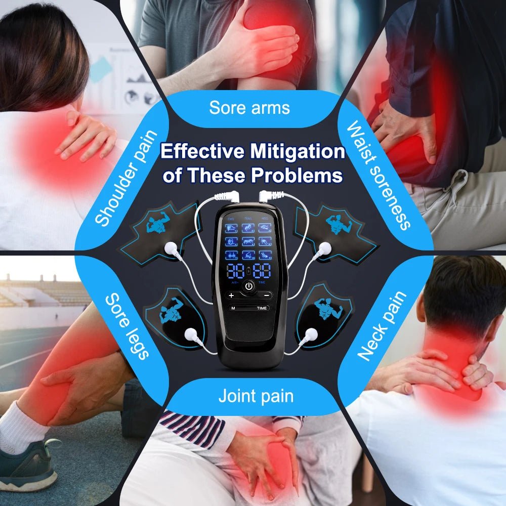 Electric 9 Modes Digital Therapy Muscle Stimulator Physiotherapy Microcurrent Tens electrostimulator EMS Pulse Body Massager - Kenner House Emporium